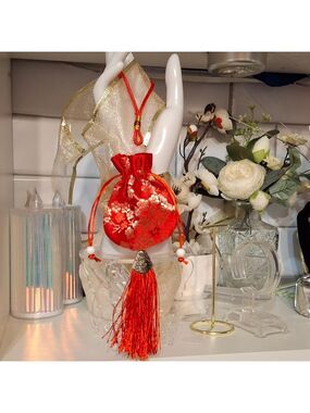 Red Silky Drawstring Pouch with Tassel Set Of 3 New Jewelry Gifts